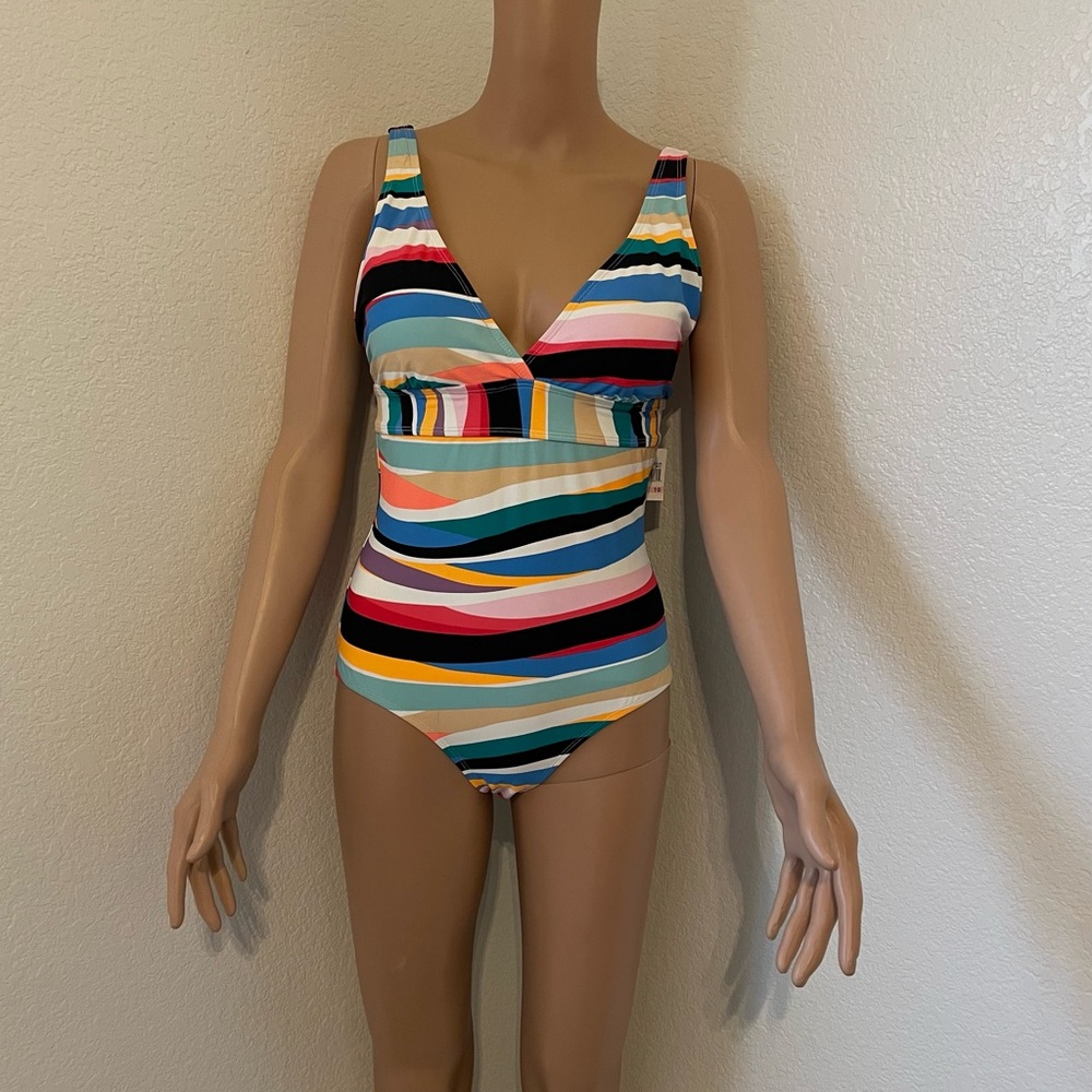 Multi-Color Striped One-Piece Swimsuit for Kids